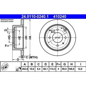 ATE - Remschijf - Gecoat - Voor MITSUBISHI - Achteras - 262 mm Buitendiameter