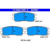 Mitsubishi - Remblokken Set - Achter - Set van 4 Remblokken - Met Slijtageindicator