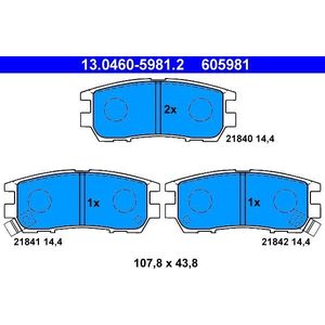Mitsubishi - Remblokken Set - Achter - Set van 4 Remblokken - Met Slijtageindicator