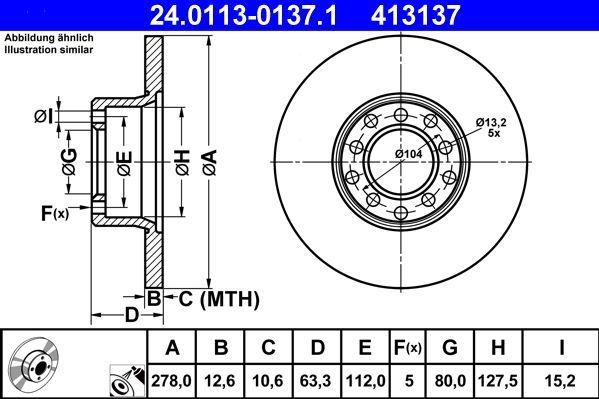 ATE - Remschijf - Remschijven - Buitendiameter 278 mm - Vooras
