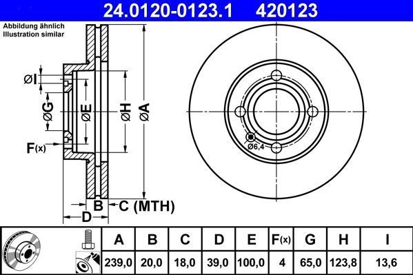 ATE - Remschijf - Geventileerd - Vooras - 239 mm - 20 mm dik