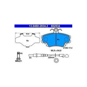 ATE - Remblokkenset - Set Assen - Met Anti-kreukplaat - Inclusief Slijtageindicatoren
