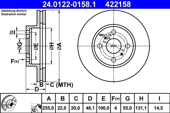 Toyota - Remschijf - Geventileerd - Gecoat - Buitendiameter 255 mm - Voor