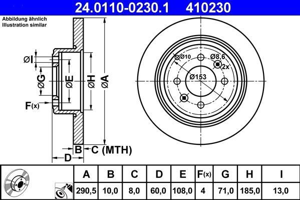 ATE - Remschijf - Remschijven - Gecoat - Achteras - Buitendiameter 290,5 mm