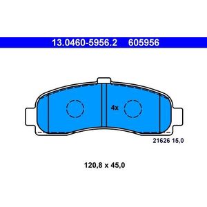 ATE - Remblokkenset - Vooras - 120,8 mm - Akebono - Set assen
