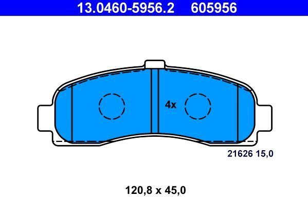 ATE - Remblokkenset - Vooras - 120,8 mm - Akebono - Set assen