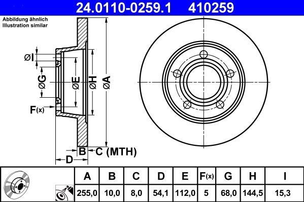 Audi - Remschijf - Achter - Gecoat - Buitendiameter 255 mm - Dikte 10 mm
