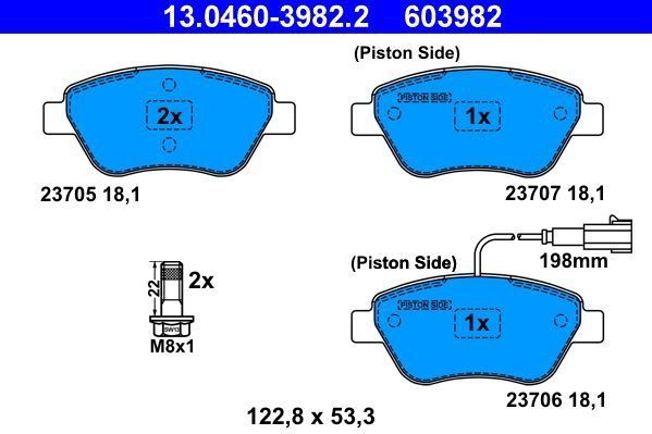ATE - Remblokkenset - Set Assen - Vooras - Inclusief Slijtageindicator