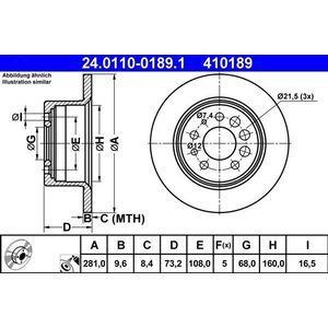 ATE - Remschijf - VOLVO 24.0110-0189.1 - Achteras - Gecoat - 281 mm Buitendiameter