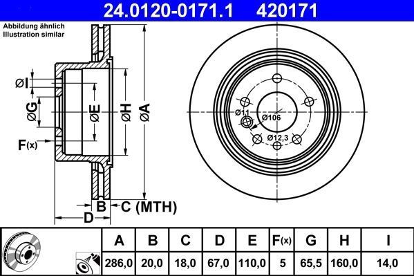 ATE Remschijf OPEL,VAUXHALL 24.0120-0171.1 569100,9195052 Remschijven