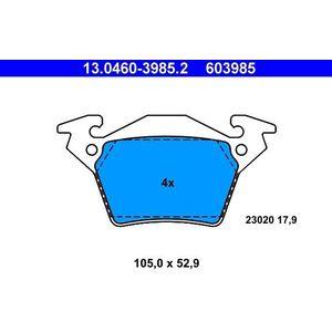 ATE - Remblokkenset - Set Assen - Achteras - MERCEDES-BENZ 13.0460-3985.2