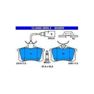 ATE - Remblokkenset - Set Assen - Inclusief Slijtageindicator - Voor VW, FORD, SEAT