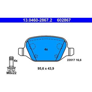 ATE - Remblokkenset - Set Assen - Achteras - 13.0460-2867.2