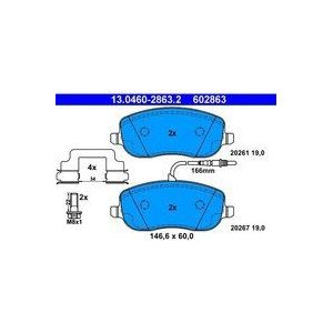 ATE - Remblokkenset - Set Assen - Vooras - Inclusief Slijtageindicator - Geschikt voor FIAT, PEUGEOT, CITROËN