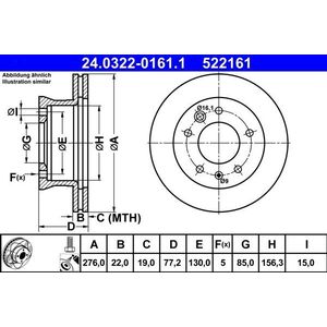 Remschijf ATE Power Disc 24.0322-0161.1, 1 Stuk