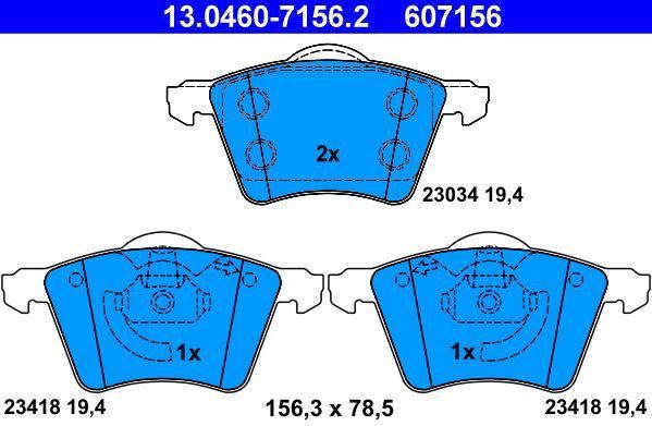 ATE - Remblokkenset - Vooras - 156,3 mm - 05/2001 tot 04/2006