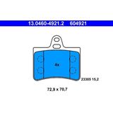 Citroen - Remblokken Set - Achter - Set van 4 Remblokken - 72,9 mm Breedte - 70,7 mm Hoogte - 15,2 mm Dikte