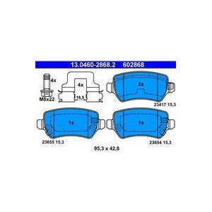 ATE - Remblokkenset - Set Assen - Achteras - Met Akoestische Slijtagewaarschuwing