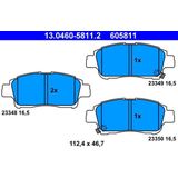 ATE - Remblokkenset - Vooras - Set assen - Met Akoestische Slijtagewaarschuwing