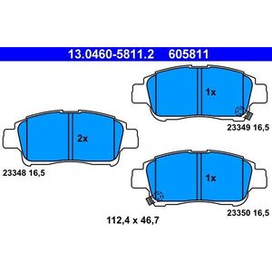 ATE - Remblokkenset - Vooras - Set assen - Met Akoestische Slijtagewaarschuwing