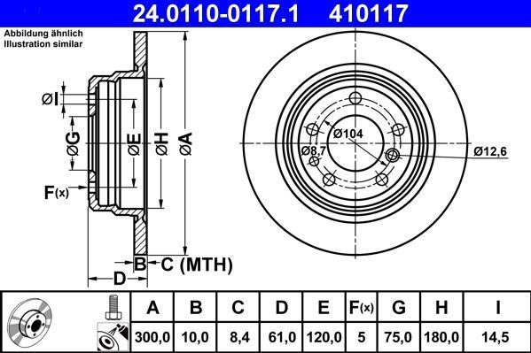 ATE - Remschijf - 300 mm - Achteras - Gecoat - Voor Voertuigen Met ABS