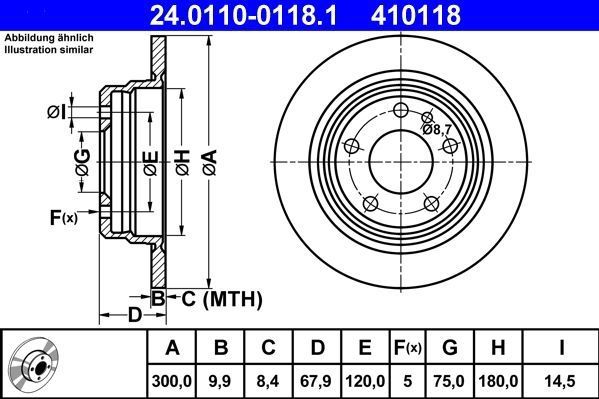 Ate - 24.0110-0118.1 - Remschijf - Achter - Bmw - Roestwerende Coating - 300 mm