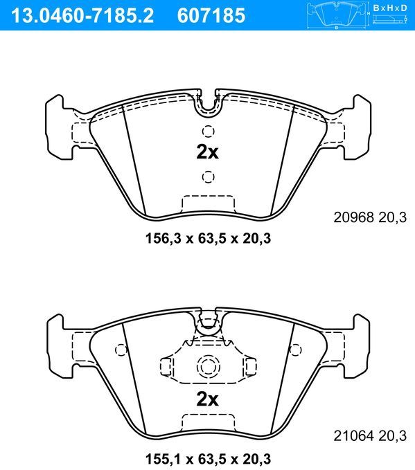 BMW - Remblokken Set - ATE 13.0460-7185.2 - Voor - Set van 4 Remblokken