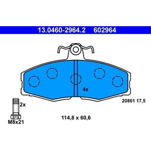 ATE - Remblokkenset - Set Assen - Vooras - Geschikt voor VW en SKODA