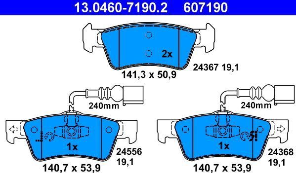 ATE - Remblokkenset - Set Assen - Remsysteem ATE - 141,3 mm Breedte - Achteras