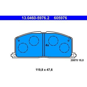 ATE Remblokkenset TOYOTA 13.0460-5976.2 0449112561,0446512090,0449110160 0449120191,0449132030,0446512040,0449112230,0449112250,0449117022,0449112322