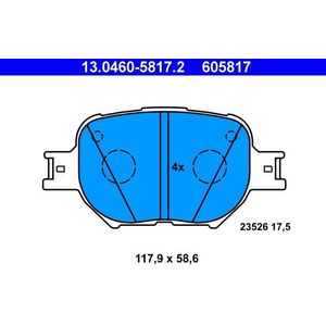 ATE - Remblokkenset - Vooras - Set assen - Voorbereid voor Slijtagewaarschuwing