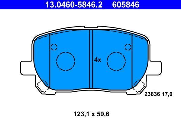 ATE - Remblokkenset - Vooras - Set assen - Remsysteem Akebono