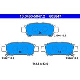 ATE - Remblokkenset - Achteras - Set assen - Met Akoestische Slijtagewaarschuwing