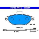 ATE - Remblokkenset - Vooras - Set assen - Incl. Slijtageindicator - 13.0460-3951.2