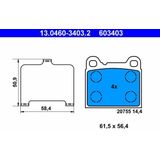 ATE - Remblokkenset - Achteras - Set assen - 13.0460-3403.2