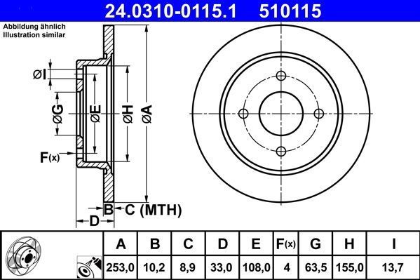 Powerdisc Remschijven Geventileerd Ford Ate 24.0310-0115.1