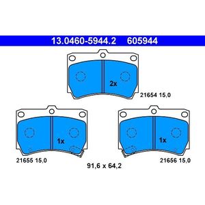 ATE - Remblokkenset - Vooras - Set assen - Met Akoestische Slijtagewaarschuwing