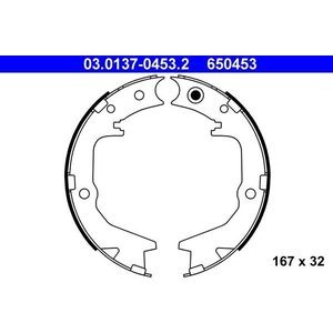 ATE Handrem MITSUBISHI 03.0137-0453.2 MN186303,MR391631 Remschoenset, parkeerrem