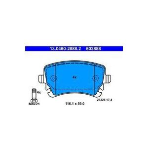 ATE - Remblokkenset - Set Assen - Voor Voertuigen Met Elektrische Handrem - Achteras