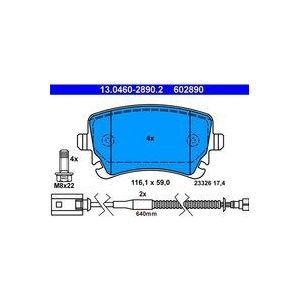 ATE - Remblokkenset - Set Assen - Achteras - Inclusief Slijtageindicator