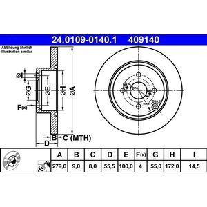ATE - Remschijf - Remschijven - Gecoat - Buitendiameter 279 mm - Achteras