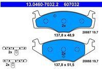 ATE - Remblokkenset - Set Assen - Vooras - Volkswagen - Met Toebehoren