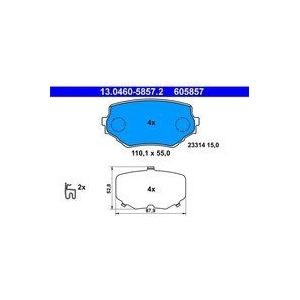 ATE Remblokkenset SUZUKI 13.0460-5857.2 5520065D50,5520077E00,5520065D10 5520065D11,5520065D31