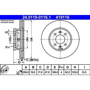 Hyundai - Remschijf - Geventileerd - Voor - Buitendiameter 256 mm - Gecoat