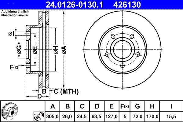 Jeep - Remschijf - Geventileerd - Buitendiameter 305 mm - Voor