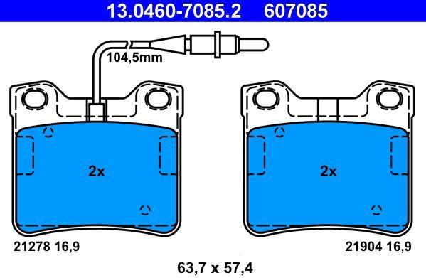ATE Remblokkenset MERCEDES-BENZ 13.0460-7085.2 0034200020,A0024204820,A0034200020 0024204820