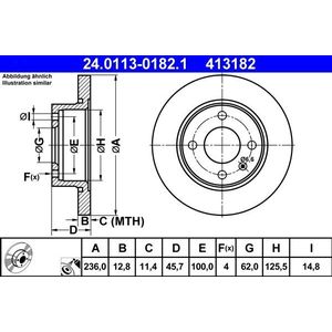 ATE - Remschijf - Gecoat - Vooras - 236 mm - 4 Gaten - 12,8 mm Dikte