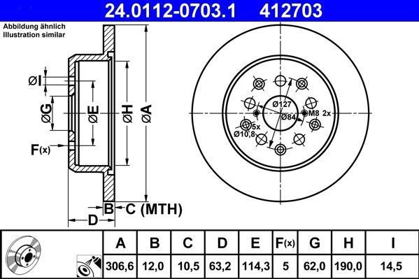 Remschijf - Gecoat - Lexus, Toyota - Achter - 306,6 mm - 12,0 mm