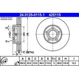 ATE - Remschijf - Geventileerd - 282,5 mm - Vooras - 5 gaten