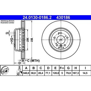 Ate - 24.0130-0186.2 - Remschijf - Voor - Geventileerd - Buitendiameter 348 mm